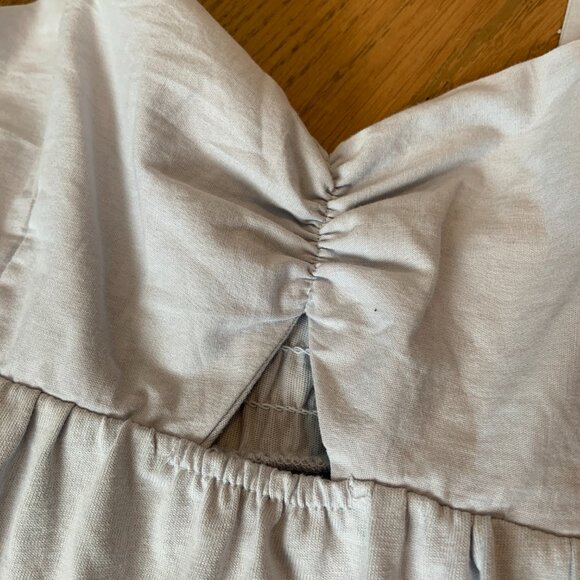 Zara Women's Strappy 100% Cotton Maxi Dress Gathered Front Light Blue Size S - Picture 13 of 16